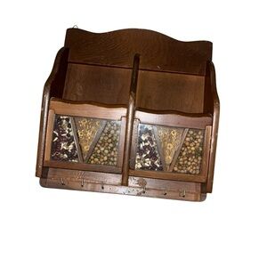 Vintage wood wall key hanger mail organizer dried flowers seeds Gail Craft